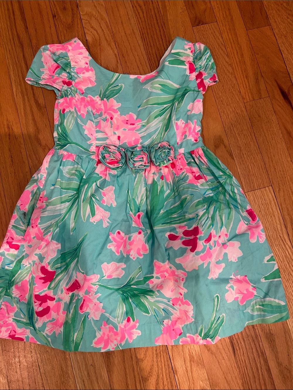 Lilly Pulitzer Aqua Dress with Pink Floral Print